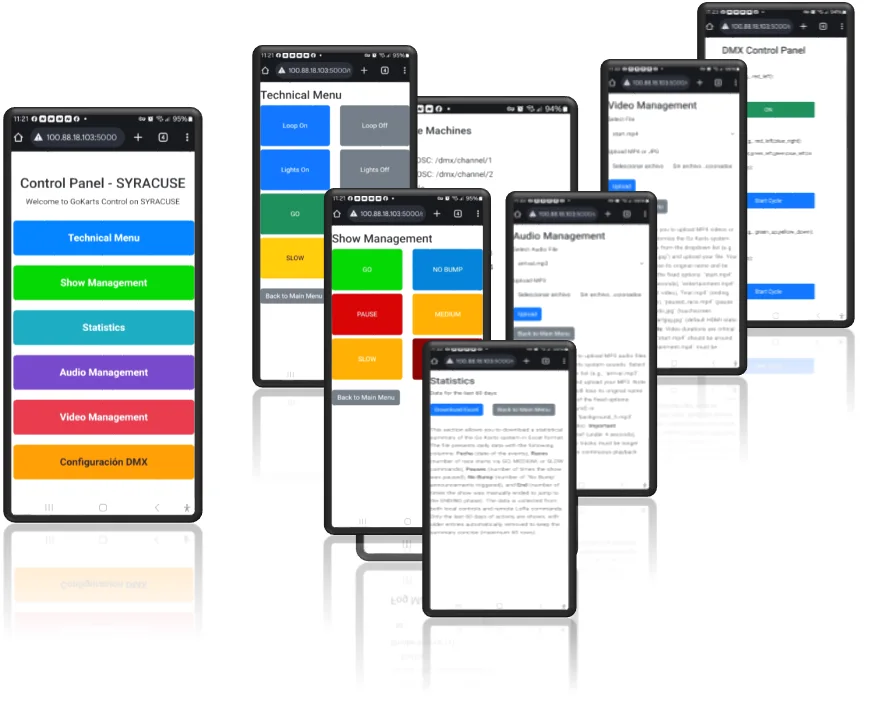 GoKart ShowMaster app screens
