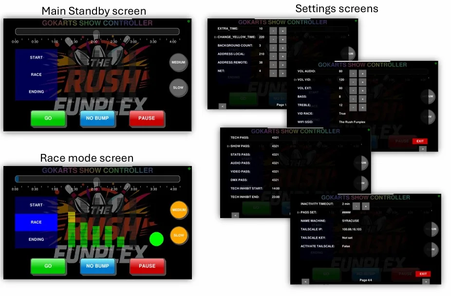 GoKart ShowMaster main unit screens