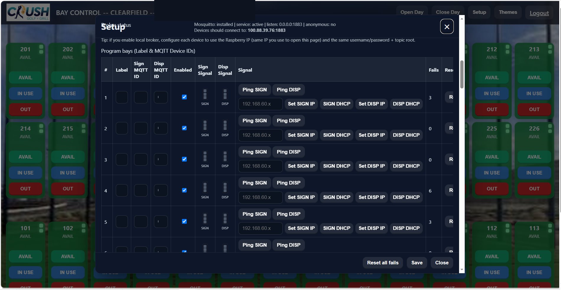 Bay Control bay setup configuration