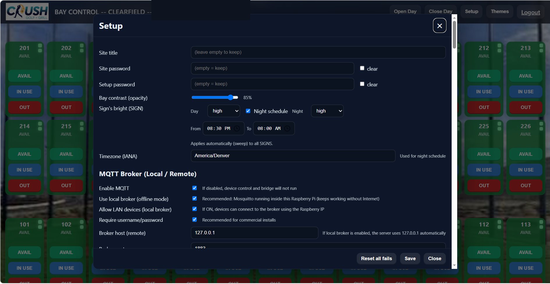 Bay Control setup overview